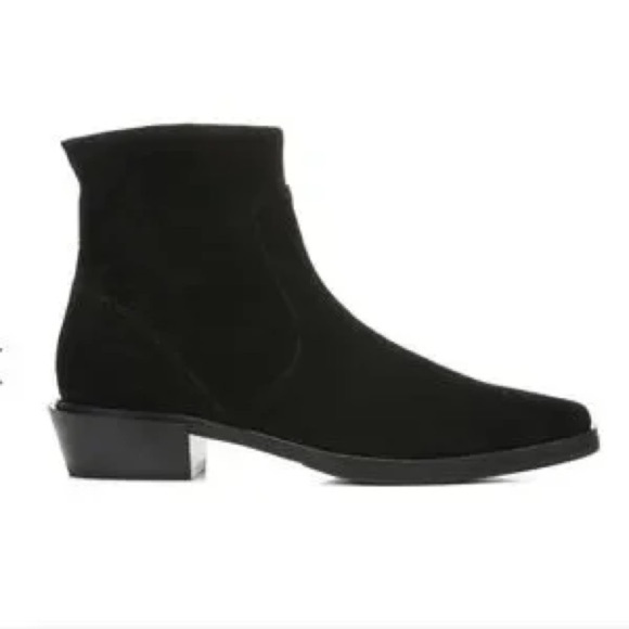 Franco Sarto | Yeni Black Suede Ankle Boots Sz 8M Square Toe - Picture 2 of 8